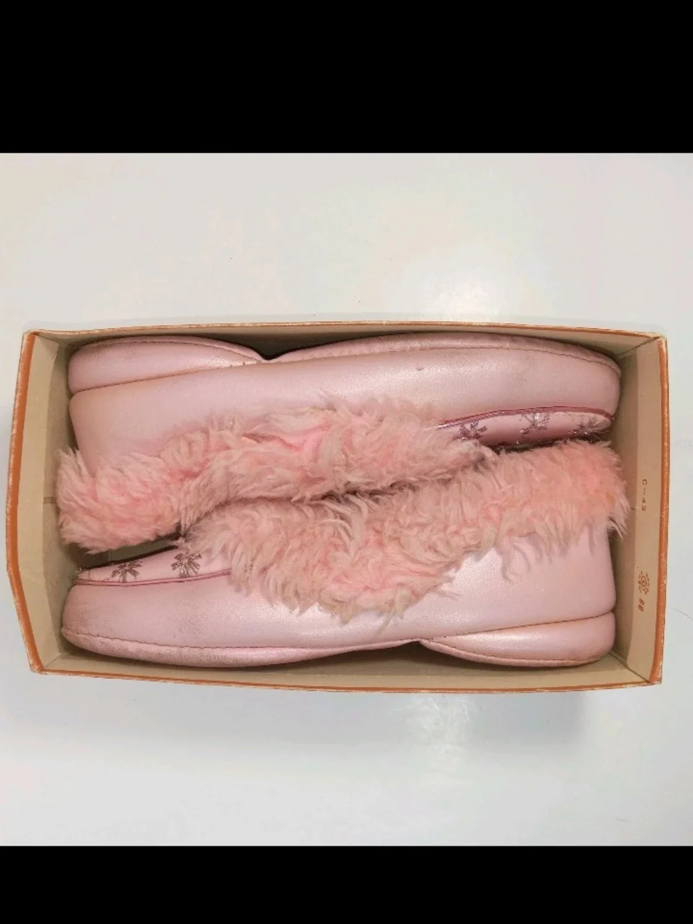 1960s Poll Parrot Pink Plush Faux-Fur Slip-On Kids Slippers Pink